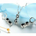 925 Sterling Silver  Cubic Zirconia Cat Kitty Necklace Pendant Earrings Jewelry Set