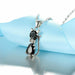 925 Sterling Silver  Cubic Zirconia Cat Kitty Necklace Pendant Earrings Jewelry Set