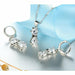 925 Sterling Silver  Cubic Zirconia Cat Kitty Necklace Pendant Earrings Jewelry Set