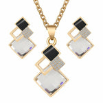 Fashion Crystal Pendant Necklace Earrings Sets Women Wedding Jewelry Set