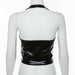 Fashion Punk Black Leather Crop Tops Women's Camisole Stretch Tees