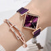 Women Square Watch Magnet Buckle Gradient Color Wristwatches