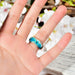 Clear Wood Resin Rings Handmade Colorful Abstract Wood Epoxy Rings  for Women