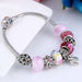 Pink Crystal Charm 925 Sterling Silver Bracelets Women Designer Murano Beads Jewelry