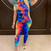 Tie-Dye Two Piece Set Women Casual Sportswear Sweat Suit Short Sleeve Top and Shorts Set