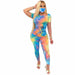 Tie-Dye Two Piece Set Women Casual Sportswear Sweat Suit Short Sleeve Top and Shorts Set