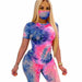 Tie-Dye Two Piece Set Women Casual Sportswear Sweat Suit Short Sleeve Top and Shorts Set