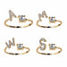 A-Z Letter Gold Adjustable Ring Initial Letter Creative Rings Trendy Jewelry