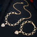 Cubic Zirconia Love Heart Shape Charm Bracelet Pendant Necklace Women Jewelry Set