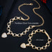 Cubic Zirconia Love Heart Shape Charm Bracelet Pendant Necklace Women Jewelry Set