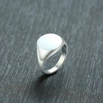 Women Signet Ring Chunky Round Top Stainless Steel Punk Fashion Jewelry