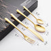 24PCS Gold Tableware Cutlery Dinner Set Knives Forks Spoons Dinnerware Set