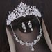 Luxury Heart Crystal Bridal Jewelry Sets Cubic Zircon Crown Tiaras Earring Necklace Set