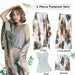 4 Pieces Soft Pajamas Sets Floral Printed Sleepwear With Shorts Women Nightwear