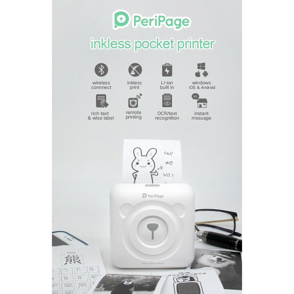 PeriPage Mini Portable Bluetooth Thermal Pocket Printer – iOS & Android ...