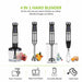 4-in-1 Stainless Steel Hand Stick Blender Mixer 500ml Chopper Whisk 800ml Smoothie Cup