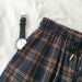 Women Elastic Waist Plaid Wide Leg Trouser Pants Simple Chic Trendy Fashion Wear