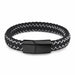 Black/Brown Braided Leather Bracelet Stainless Steel Magnetic Clasp Fashion Unisex Jewelry