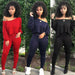 Women 2 Piece Outfits Long Sleeve Off Shoulder Crop Tops Pants Set Casual Sportswear