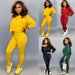 Women 2 Piece Outfits Long Sleeve Off Shoulder Crop Tops Pants Set Casual Sportswear