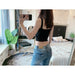 Women Crop Top Zipper Fly Stretchy Knitted Women Sleeveless Tops