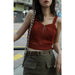 Women Crop Top Zipper Fly Stretchy Knitted Women Sleeveless Tops