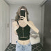 Women Crop Top Zipper Fly Stretchy Knitted Women Sleeveless Tops