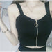 Women Crop Top Zipper Fly Stretchy Knitted Women Sleeveless Tops