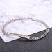 Women Silver Gold Bracelet Crystal Heart Charm Bracelet Fine Jewelry