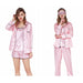 7 Pieces Women's Pajamas Sets Faux Silk Striped Pajamas Sleepwear