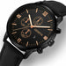 Men's Watch Fashion Sporty Stainless Steel Case Leather Strap Business Wristwatch
