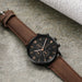 Men's Watch Fashion Sporty Stainless Steel Case Leather Strap Business Wristwatch