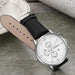Men's Watch Fashion Sporty Stainless Steel Case Leather Strap Business Wristwatch