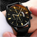 Men's Watch Fashion Sporty Stainless Steel Case Leather Strap Business Wristwatch