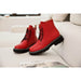 Women Ankle Shoes Genuine Leather Thick Ladies Short Boots