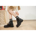 Women Ankle Shoes Genuine Leather Thick Ladies Short Boots