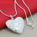 925 Sterling Silver Heart Shape Photo Frame Pendant Necklace Women Jewelry
