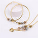 Stainless Steel Beads Necklace Earrings Women Fashion Jewelry Set