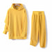 Fall Winter Women Sets Extra Long Hooded Suits Fleece Oversized Sweatshirt Elastic Waist Harem Pants