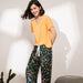 Pajamas Set Women Sleepwear Female Floral Printed Contrasting Color Pajamas Tops With Long Trousers