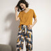 Pajamas Set Women Sleepwear Female Floral Printed Contrasting Color Pajamas Tops With Long Trousers