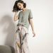 Pajamas Set Women Sleepwear Female Floral Printed Contrasting Color Pajamas Tops With Long Trousers
