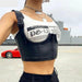 White Black Punk Print Crop Tops Women's Tank Tops Wild Casual Leather Tees