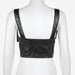 White Black Punk Print Crop Tops Women's Tank Tops Wild Casual Leather Tees