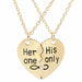 2 pcs/set Best Friends Couple Necklaces Charm Pendant Necklace Jewelry