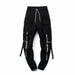 Men Hip Hop Black Cargo Pants Joggers Sweatpants Overalls Men Ribbons Streetwear