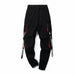 Men Hip Hop Black Cargo Pants Joggers Sweatpants Overalls Men Ribbons Streetwear