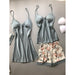 Women Silk Pajama Set With Chest Pads Flower Print Pajama Sleepwear 4 Pieces Set
