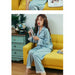 Women's Print Fashion Pajama Set Sweet Lace Cuff Sleepwear Long Sleeve Suit