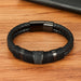 Woven Leather Rope Wrapping Special Style Classic Stainless Steel Unisex Leather Bracelet